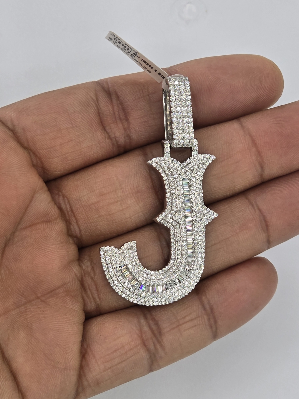925 Sterling Silver Moissanite Diamond Letter J Pendant